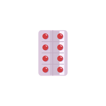 Pack of red round tablets.のイラスト素材