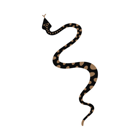 Snake vector icon, spotted serpent with tongue hanging out, cartoon viper, boa or anaconda reptiles...