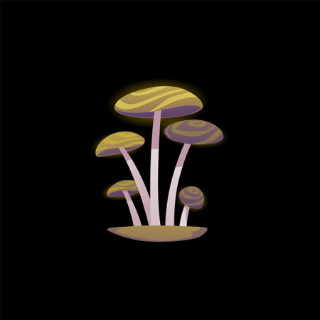 Unique green mushrooms for fantasy game or fairy tale interfaces.のイラスト素材