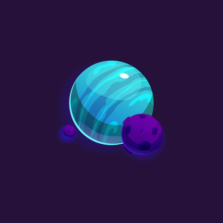 Planet and moons vector illustration for gamesのイラスト素材