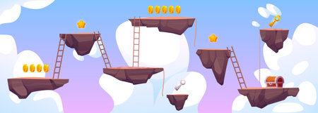 Fantasy game level vector illustrationのイラスト素材