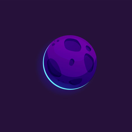 Vector graphics of a fantastic game scene depicting a fantastic purple planet with cratersのイラスト素材