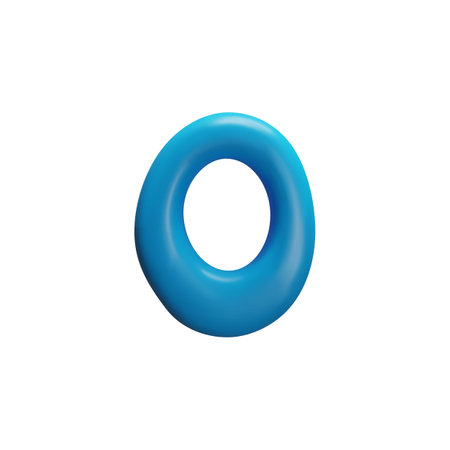 3D vector digit 0, made of blue plasticine for learning math on a white background.