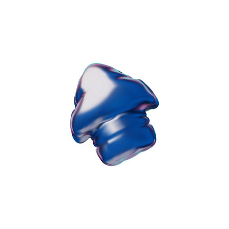 Vector 3D illustration featuring inflatable arrow shape in dark blue.