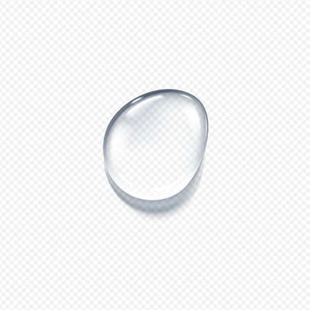 Vector illustration illustrating a rounded drop of water with a shadow on a transparent backgroundのイラスト素材