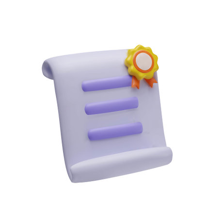 3d Diploma with rosette and ribbons. Award.のイラスト素材