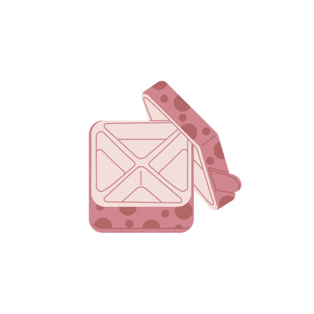 Empty opened bento box vector icon, cartoon lunchbox with dots pattern, kid food container with lid and divided sectionsのイラスト素材