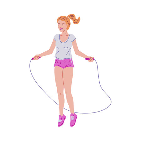 A woman jumps rope.のイラスト素材