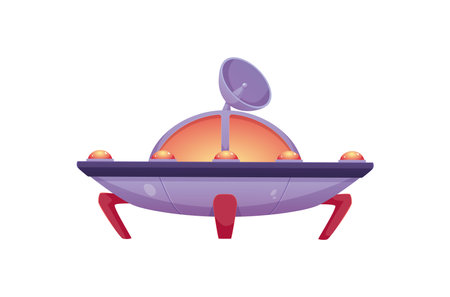 Vector illustration of a UFO spaceship with an antenna standing on iron legsのイラスト素材