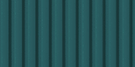 Corrugated metal profiled seamless texture vector background, green vertical lines steel siding for roofing or fencingのイラスト素材
