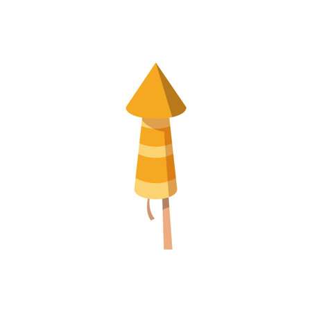 Firework rocket yellow petard vector icon, cartoon firecracker, festival equipment explosive firework pyrotechnic toolのイラスト素材