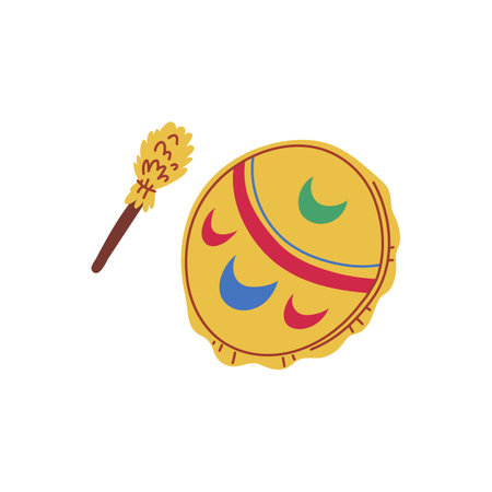 Vector illustration of the Maya and Aztec ritual tambourine used in musical meditationのイラスト素材