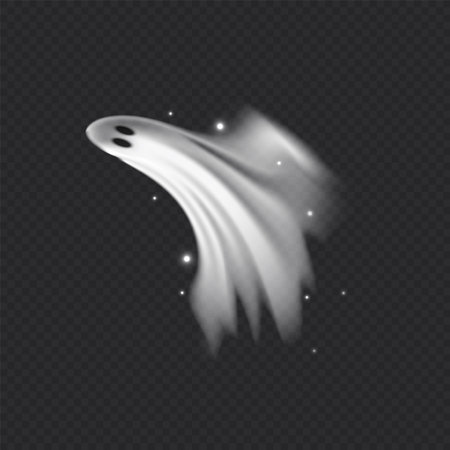 Vector illustration of black and white halloween ghost figure with sparkling particles.のイラスト素材