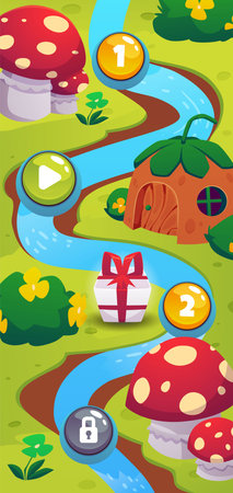 Vector cartoon illustration of a level map in a vertical position.のイラスト素材