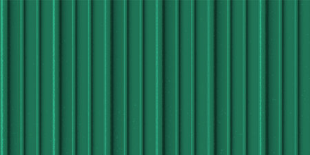 Vector background made of corrugated metal with rich texture of vertical green panels.のイラスト素材