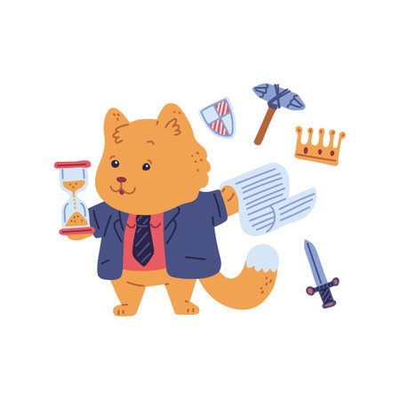 Cute ginger cat, history teacher.のイラスト素材