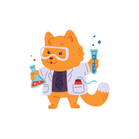 Sweet red cat chemist.のイラスト素材