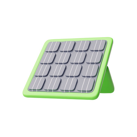 Vector 3d illustration with solar battery image on isolated white background.のイラスト素材