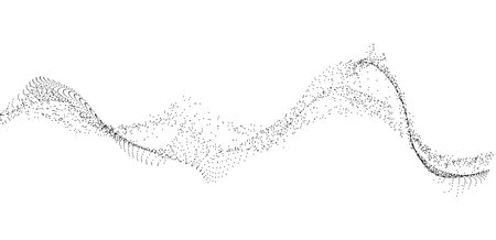 Wave of many lines flowing particles, abstract wavy black dotted stripes, vector curvy dynamic sound stream, energyのイラスト素材