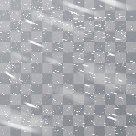Vector illustration of falling snow on isolated transparent background.のイラスト素材