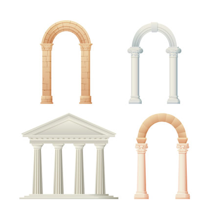 Ancient architectural elements vector illustration setのイラスト素材