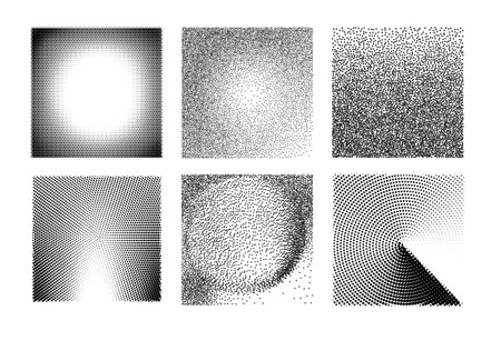 Vector illustration of a set of grainy noise background patterns.