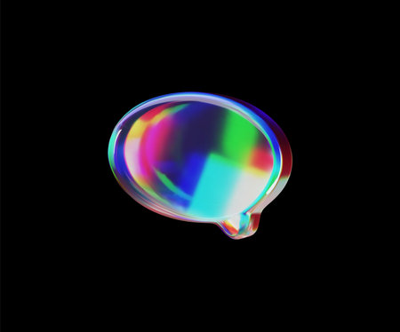 Vector 3d illustration of a glass, empty, holographic, speech bubble.
