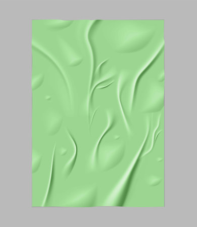 Green wet sheet of paper isolated on a gray background.のイラスト素材