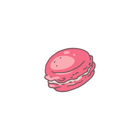 Vector illustration of macaroon cookies red isolated on white background.のイラスト素材