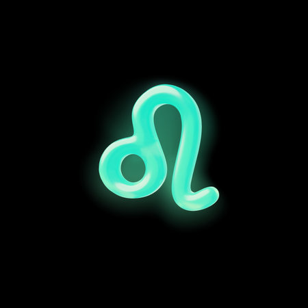 3d Leo astrological sign in neon glowing green color on black isolated background.のイラスト素材