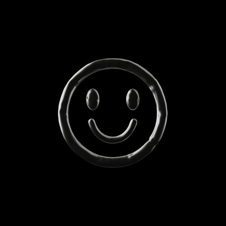 Vector 3D illustration of Inflatable figure in the form of a smiley in metallic color.のイラスト素材