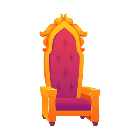 Luxurious golden throne with red upholstery.のイラスト素材