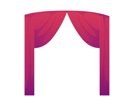 Red curtains and draperies interior decor, vector domestic, theatre or throne room interior drapery textile labrecqueのイラスト素材