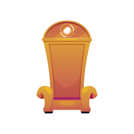Vector icon of throne made of gold with an emblem in form of the sunのイラスト素材