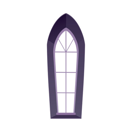 Vector illustration with a Gothic window with an arched frame with elongated glass.のイラスト素材