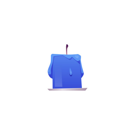 Vector illustration of extinguished wax candle blue on isolated background.のイラスト素材