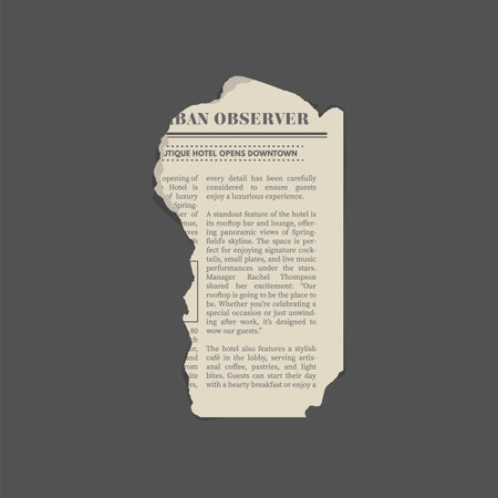 Vector fragment of newsprint with jagged edges, grunge style.のイラスト素材