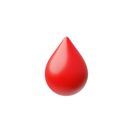 Blood red drop 3D plastic style vector icon, medical diagnostic healthcare or donation concept, blood plasma cell sampleのイラスト素材