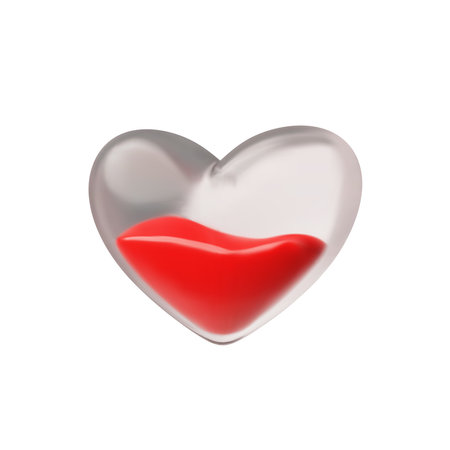 Blood heart shape bag 3D plastic style icon, vector cartoon medical diagnostic healthcare or blood donation conceptのイラスト素材