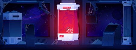 Vector illustration of an abandoned secret space laboratory.のイラスト素材