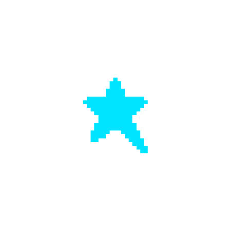 Vector shape of five-pointed pixel star, bright blue color. 8 bit illustration.のイラスト素材