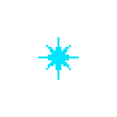 Abstract geometric pixel figure star or snowflake bright blue, y2k.のイラスト素材