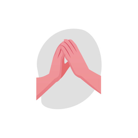 Clapping hands gesture flat vector, hands applauds, ovation, arm sign of encouragement, support, appreciation on greyのイラスト素材