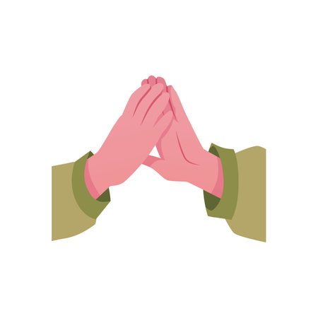 Hands with light skin and green sleeves clapping. Applause.のイラスト素材