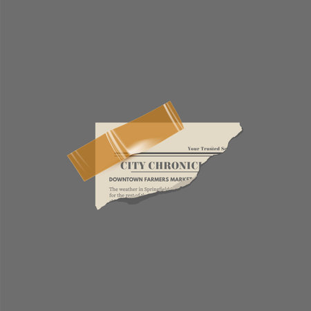 Torn newspaper corner piece glued with adhesive tape, vector clipping sheet, vintage photocopy ripped magazine fragmentのイラスト素材
