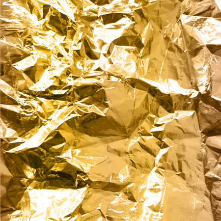 Foil texture background of crumpled gold paper, Vector illustration.のイラスト素材
