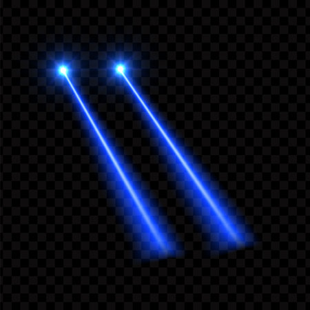 Vector illustration of double laser beams blue neon color.のイラスト素材