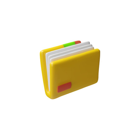 Folder with documents 3D cartoon plastic style vector icon, file management concept, data files organization interfaceのイラスト素材