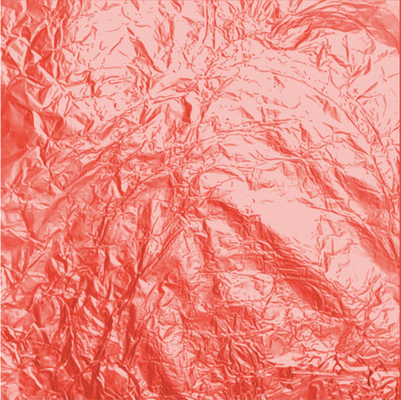 Foil wrinkled vector texture, realistic aluminum red paper sheet, crumpled metallic background, glister surface patternのイラスト素材