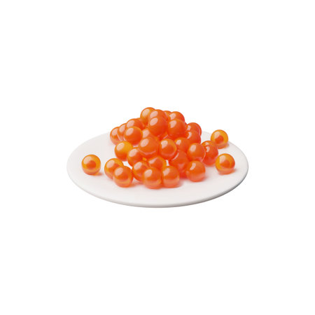 Red caviar heap 3D cartoon vector illustration, realistic sea food, natural delicacy product, fresh roe pile from salmonのイラスト素材
